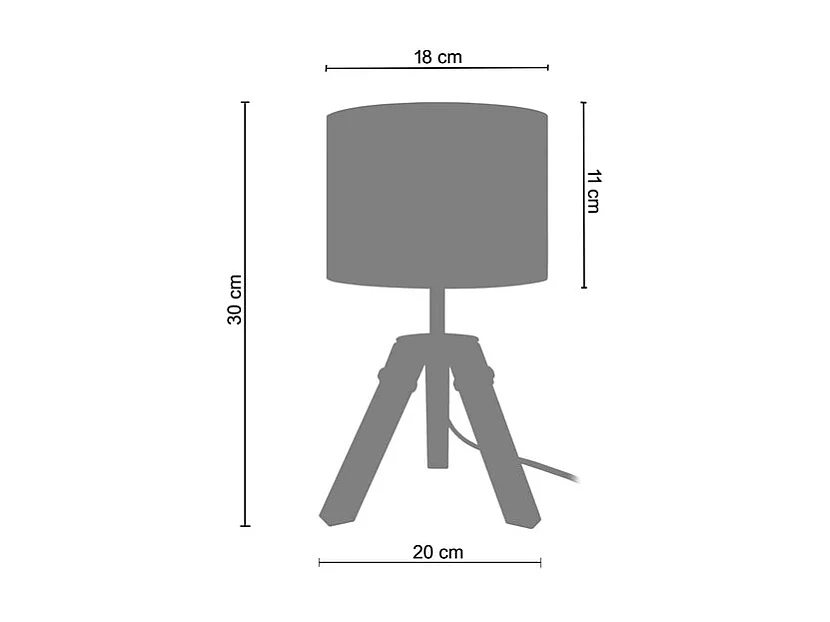 Pair de Lampes de chevet trépied bois  naturel,aluminium écru 30 cm.