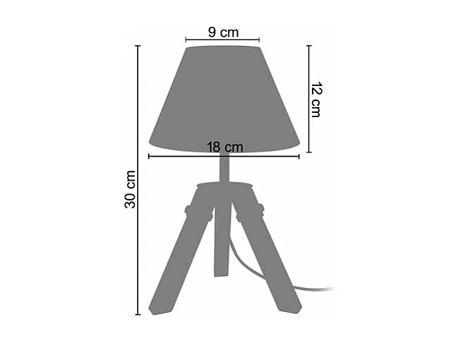 Pair de Lampes, de chevet trépied bois  naturel,aluminium.écru 30 cm.