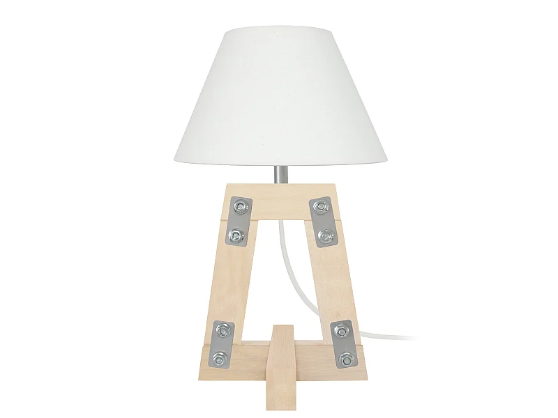 VILARS - Lampe de chevet colonne bois naturel et écru