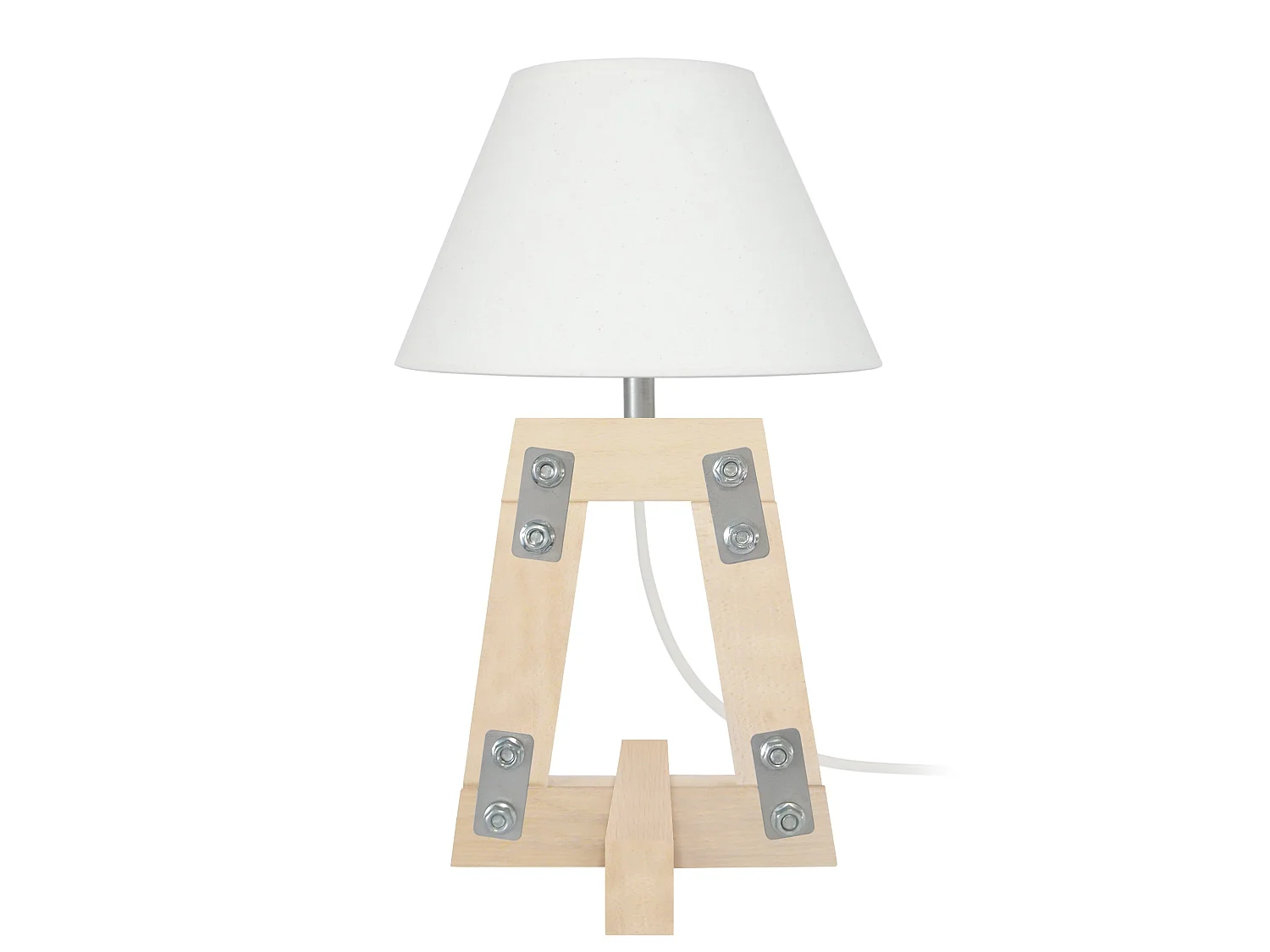 VILARS - Lampe de chevet colonne bois naturel et écru