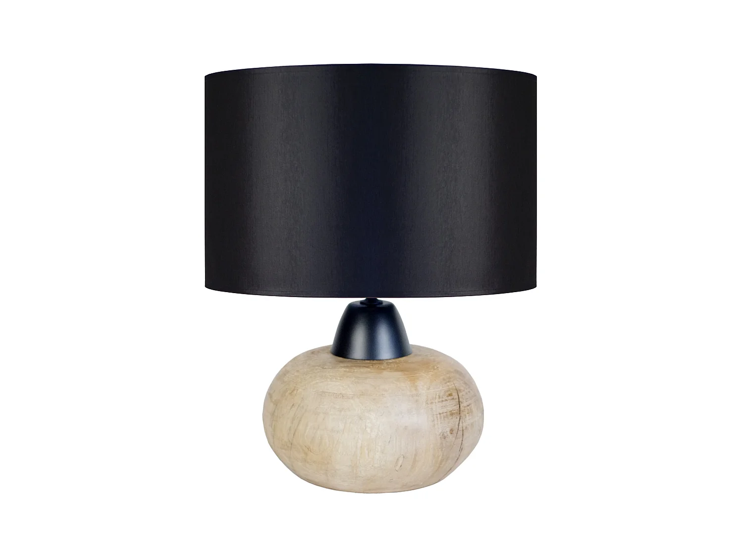 Lampe a poser ronde bois  foncé,noir 43 cm.