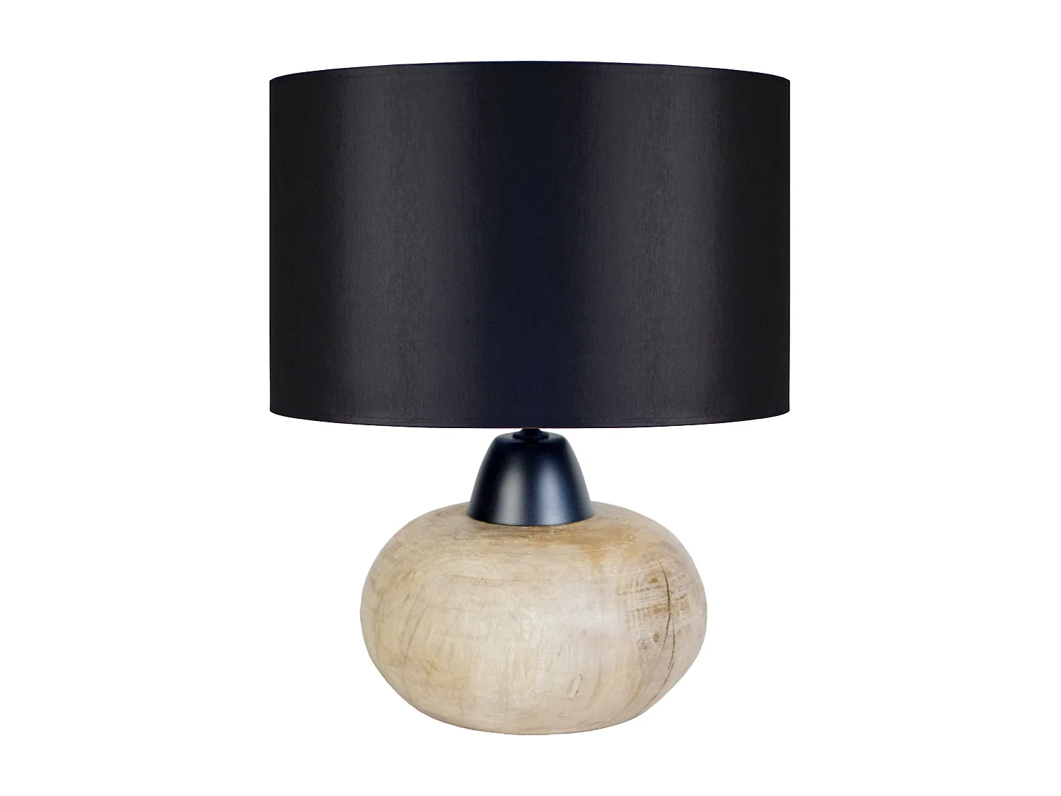 Lampe a poser ronde bois  foncé,noir 43 cm.
