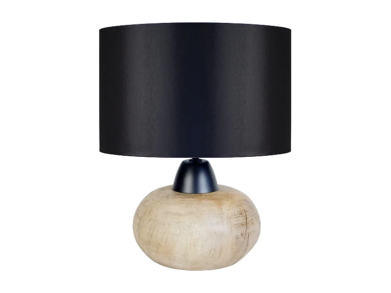 Lampe a poser ronde bois  foncé,noir 43 cm.