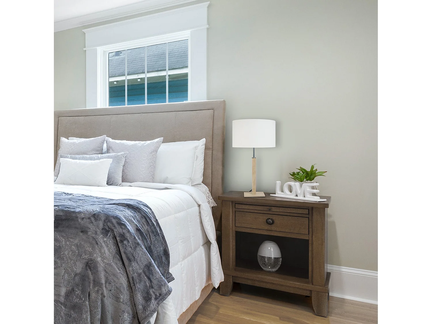 Candeeiro de mesa TOSEL VILI A LT2 tecido coluna preto D30 x  H56  cm