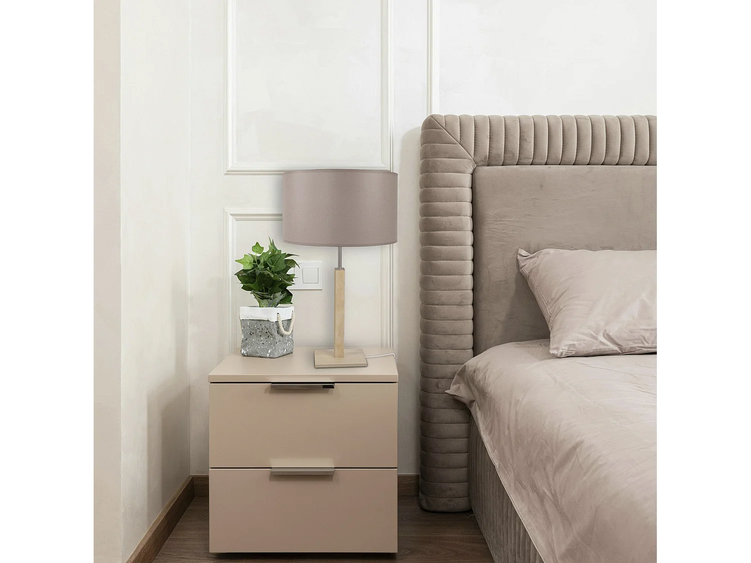 Candeeiro de mesa TOSEL VILI A LT2 tecido coluna branco D30 x  H56  cm