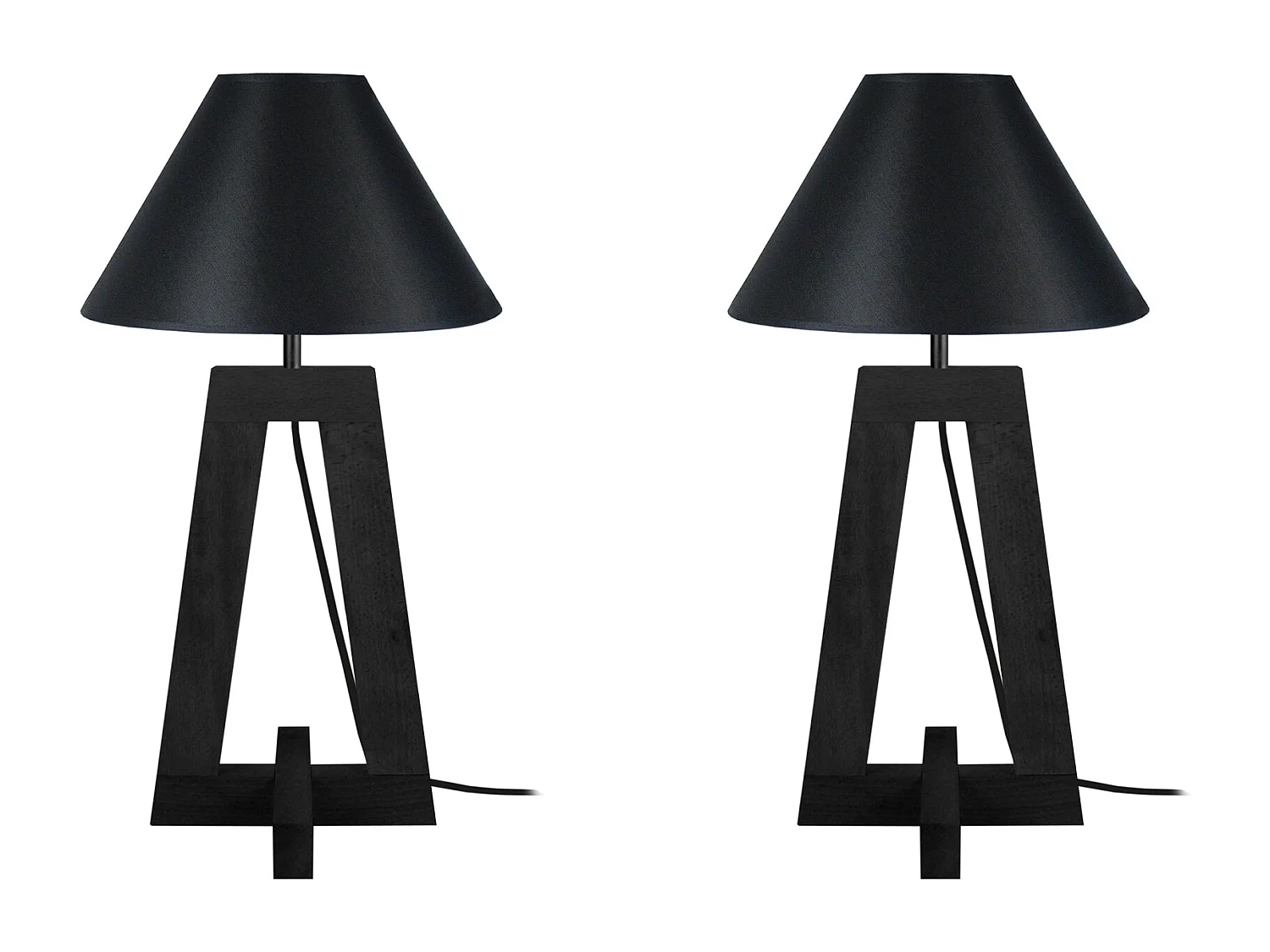 Lampe a Poser TOSEL ,bois,Noir ,H56xD30xP30cm