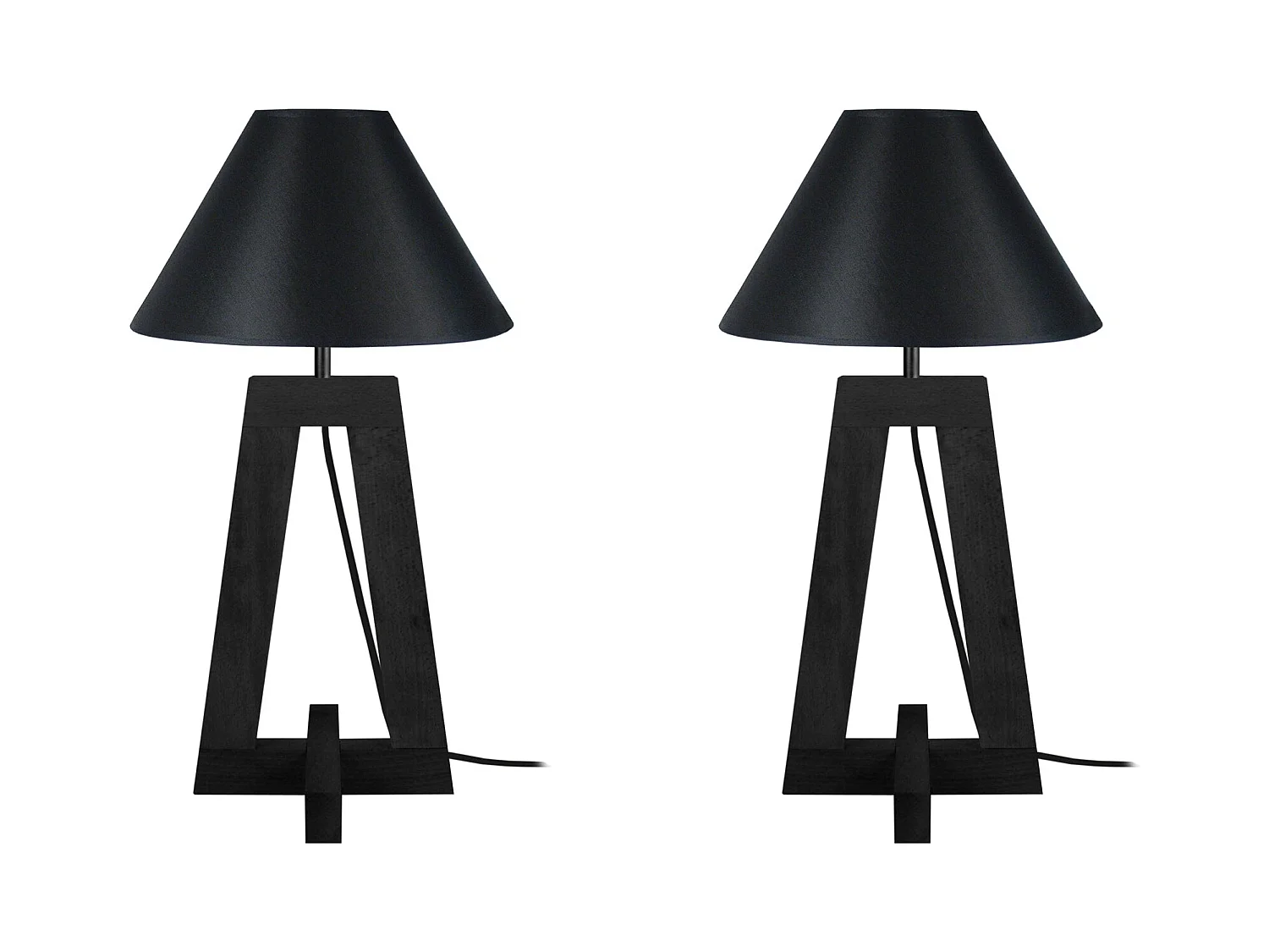 Lampe a Poser TOSEL ,bois,Noir ,H56xD30xP30cm