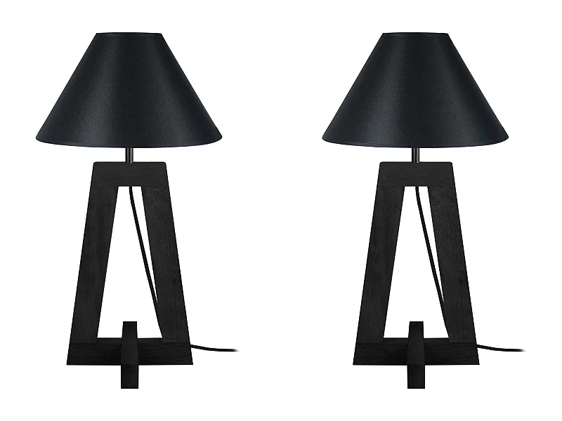 Lampe a Poser TOSEL ,bois,Noir ,H56xD30xP30cm