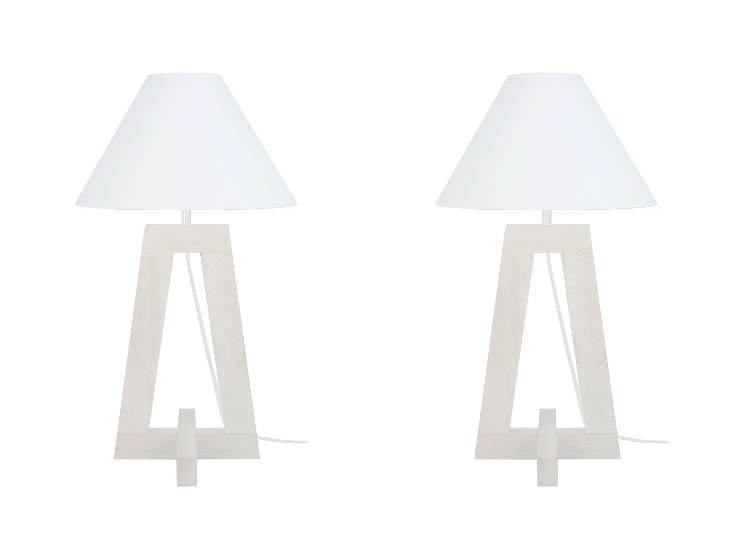 Lampe a Poser TOSEL ,bois,Blanc ,H56xD 30xP30cm
