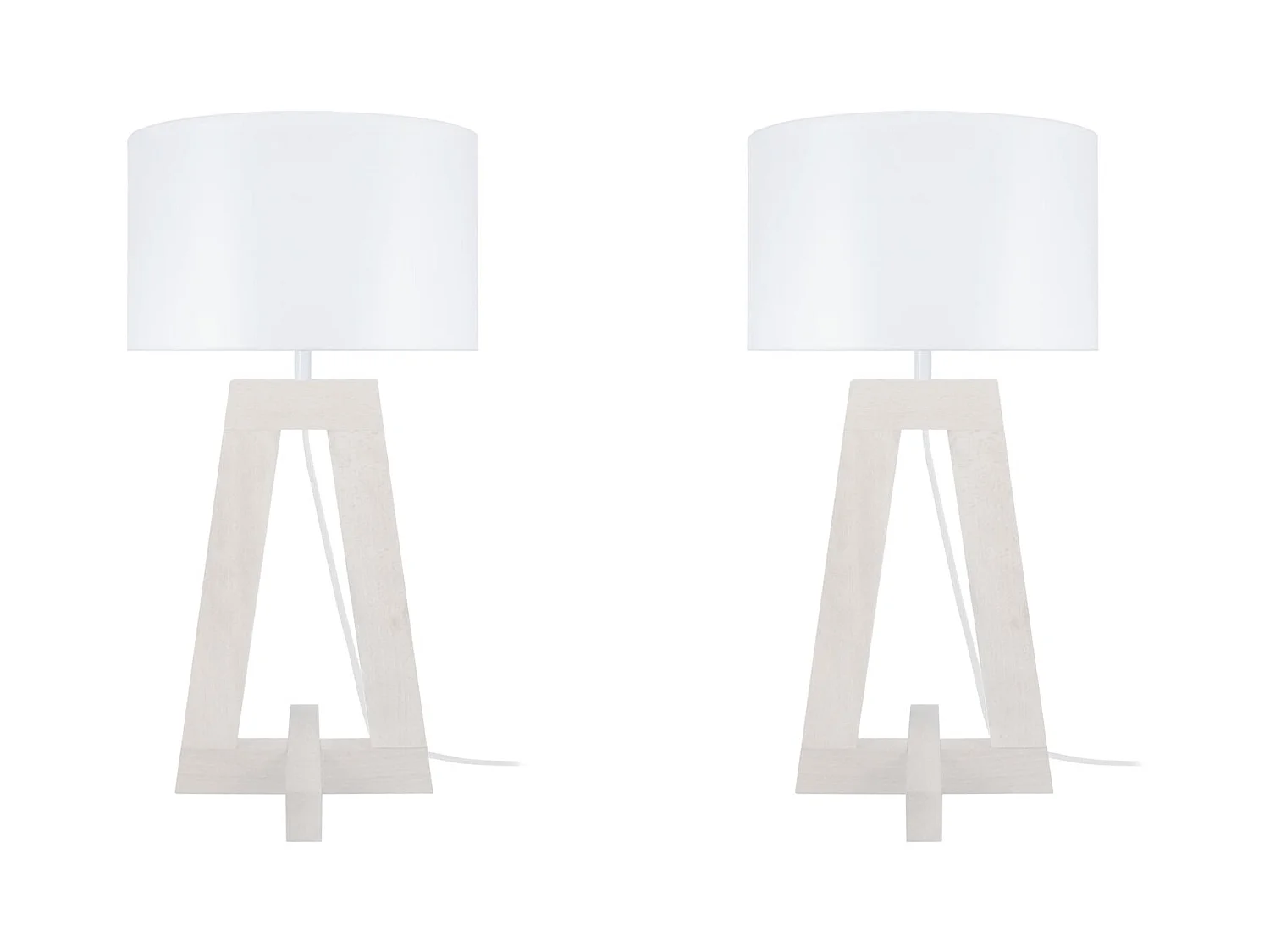 Lampe a Poser TOSEL ,bois,Blanc ,H54xD25x P25cm