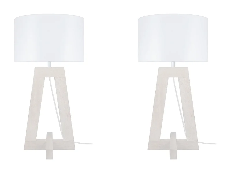 Lampe a Poser TOSEL ,bois,Blanc ,H54xD25x P25cm