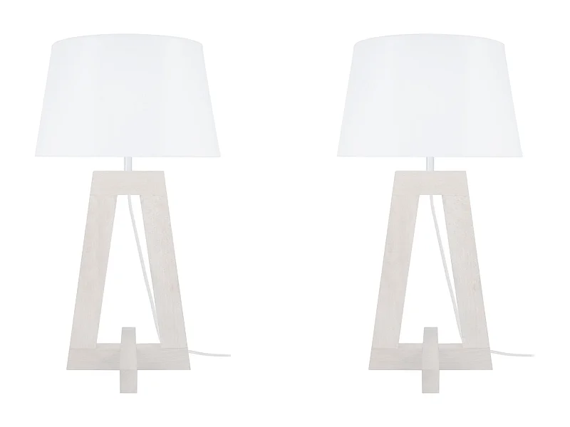 Lámpara de Mesa  TOSEL ,madera,Blanco,A54x D 25xP25cm