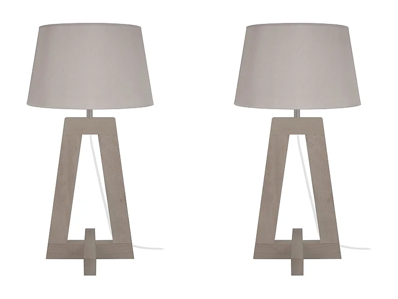 Lámpara de Mesa  TOSEL ,madera,Gris ,A 54xD25xP25cm