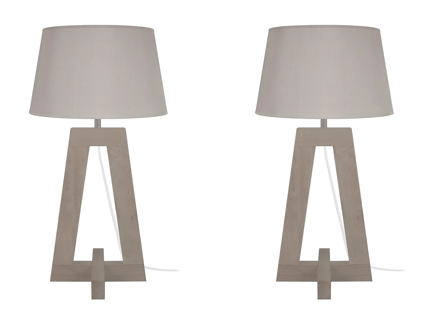 Lampe a Poser TOSEL ,bois,Gris ,H 54xD30xP30cm