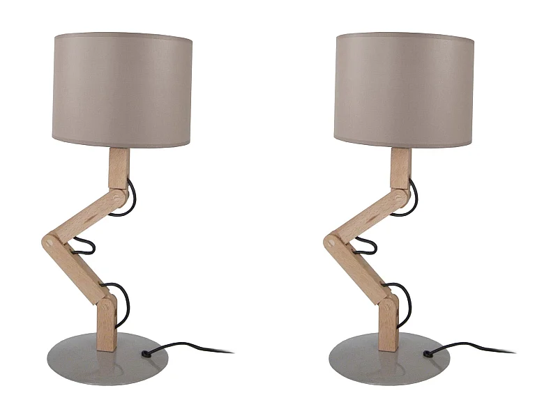 Lampe a Poser TOSEL ,bois,naturel,H45x D 45xP16cm