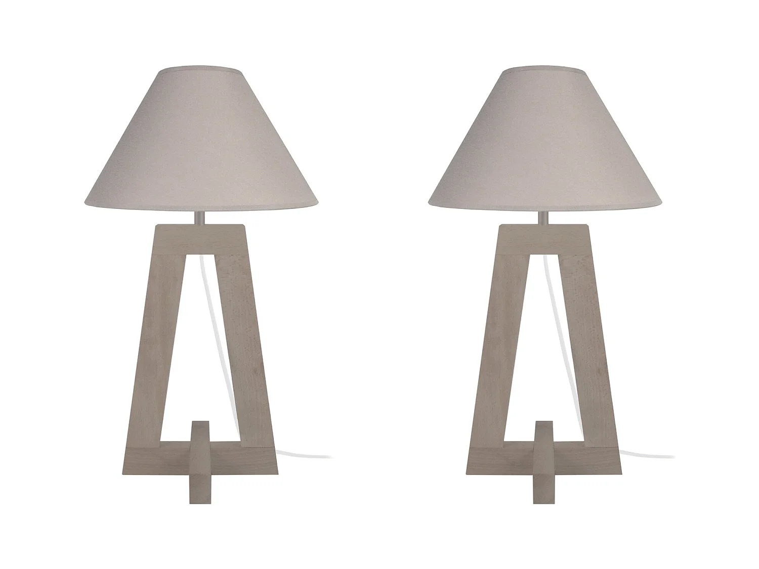 Lampe a Poser TOSEL ,bois,Gris , H56xD30xP30cm