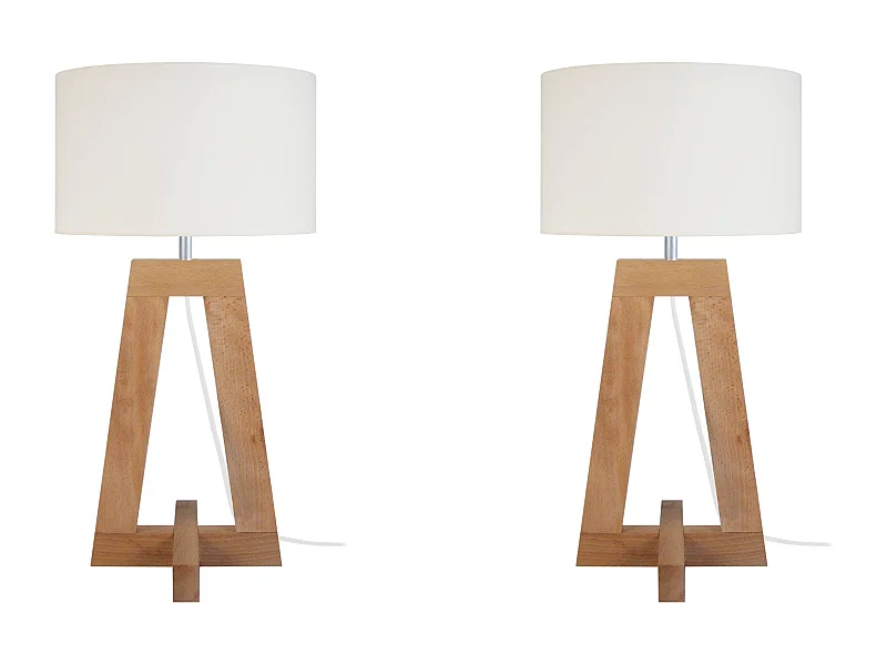 Lampe a Poser TOSEL ,bois,naturel,H54xD25x P 25cm