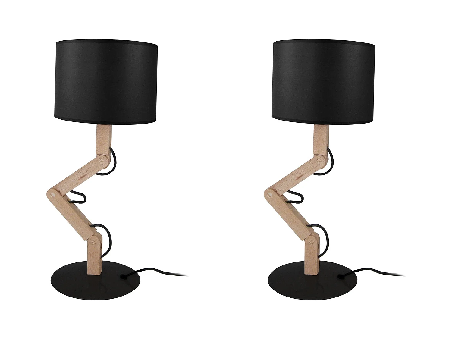 Lampe a Poser TOSEL ,bois,naturel,H45xD45x P 16cm