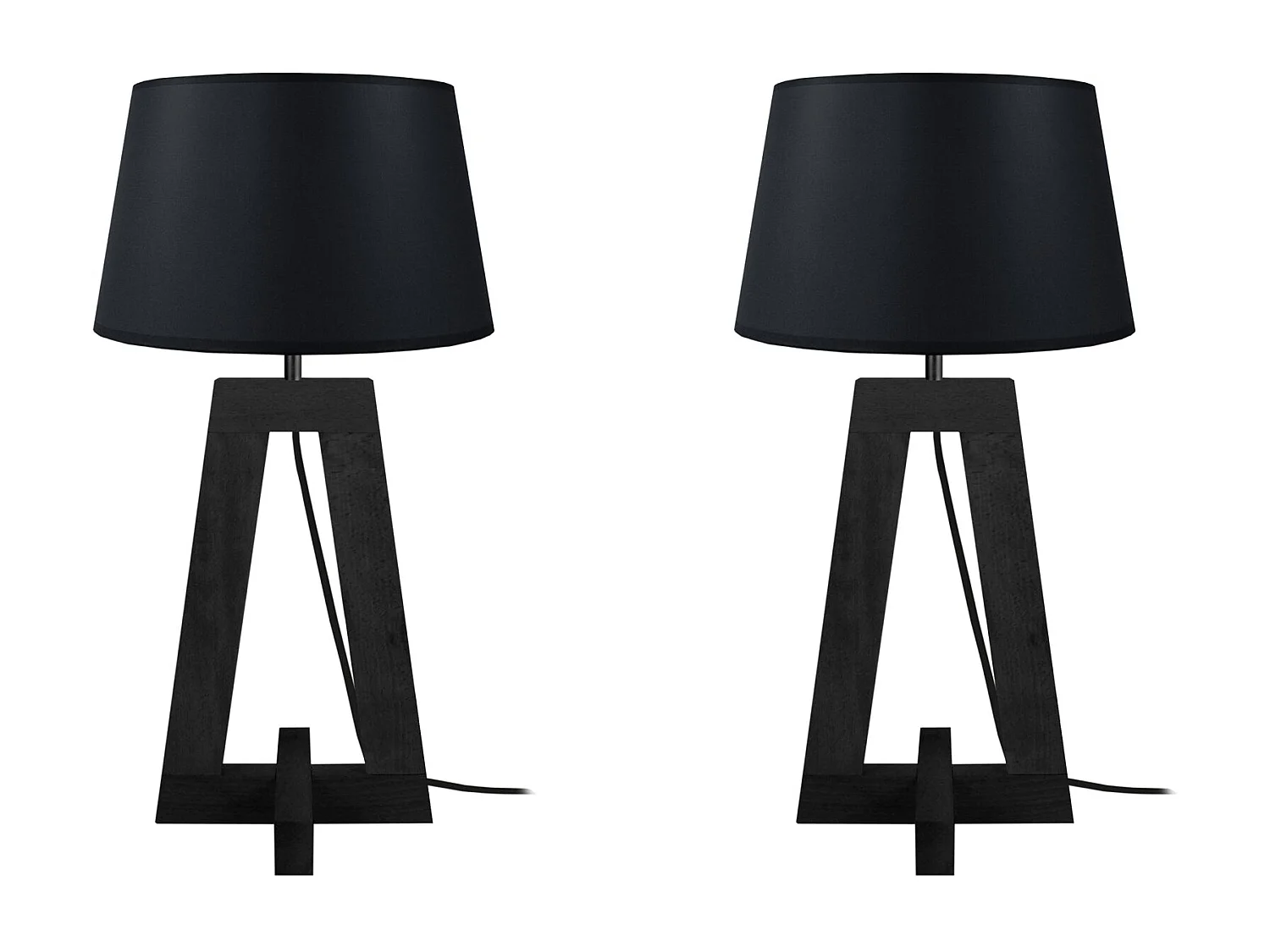 Lampe a Poser TOSEL ,bois,Noir ,H54xD30xP30cm