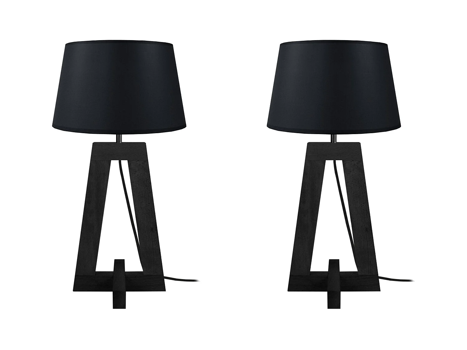 Lampe a Poser TOSEL ,bois,Noir ,H54xD30xP30cm