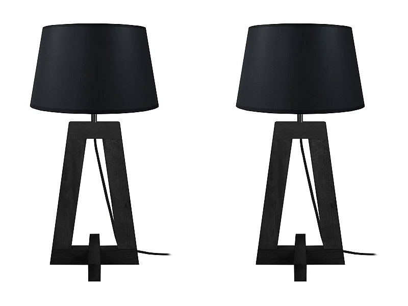 Lampe a Poser TOSEL ,bois,Noir ,H54xD30xP30cm