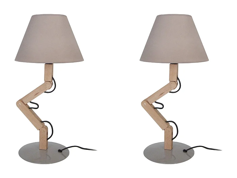 Lampe a Poser TOSEL ,bois,naturel,H45xD45xP16cm