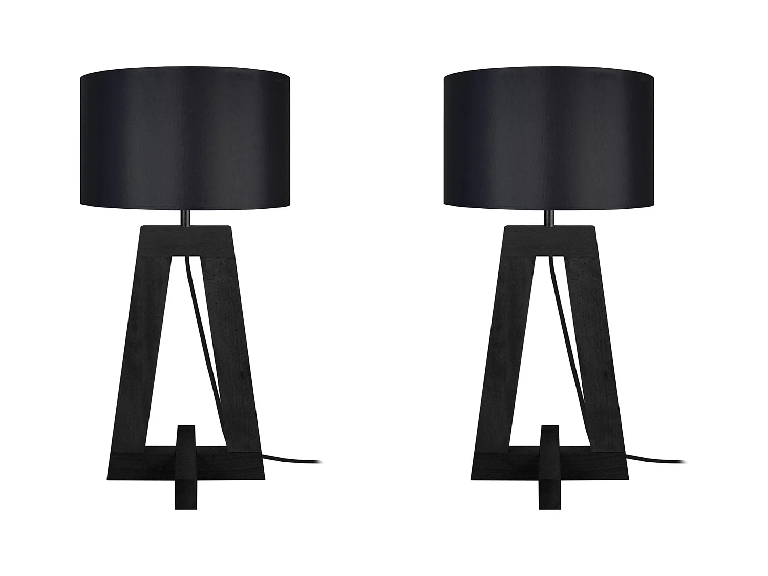 Lampe a Poser TOSEL ,bois,Noir ,H54xD25xP25cm