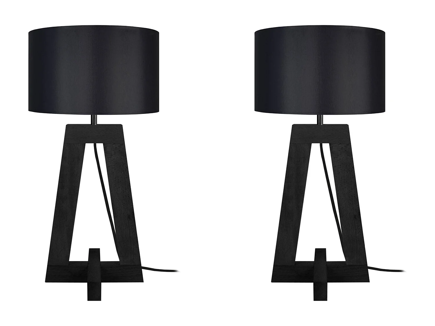 Lámpara de Mesa  TOSEL ,madera,Negro ,A56xD30xP30cm