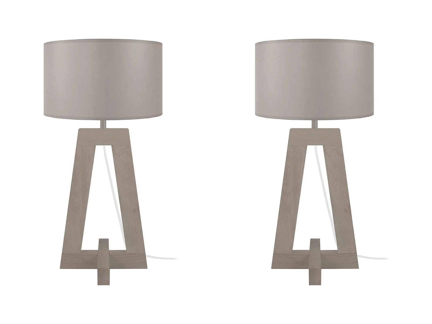 Lampe a Poser TOSEL ,bois,Gris , H 54xD25xP25cm