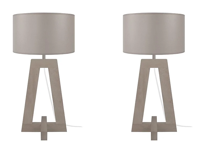 Lampe a Poser TOSEL ,bois,Gris , H 54xD25xP25cm