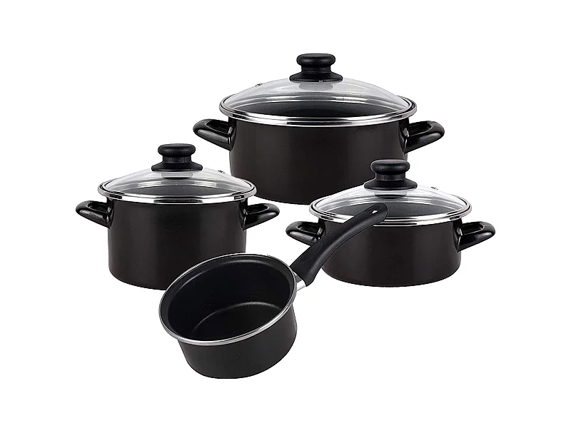 batterie de cuisine en acier émaillé noir