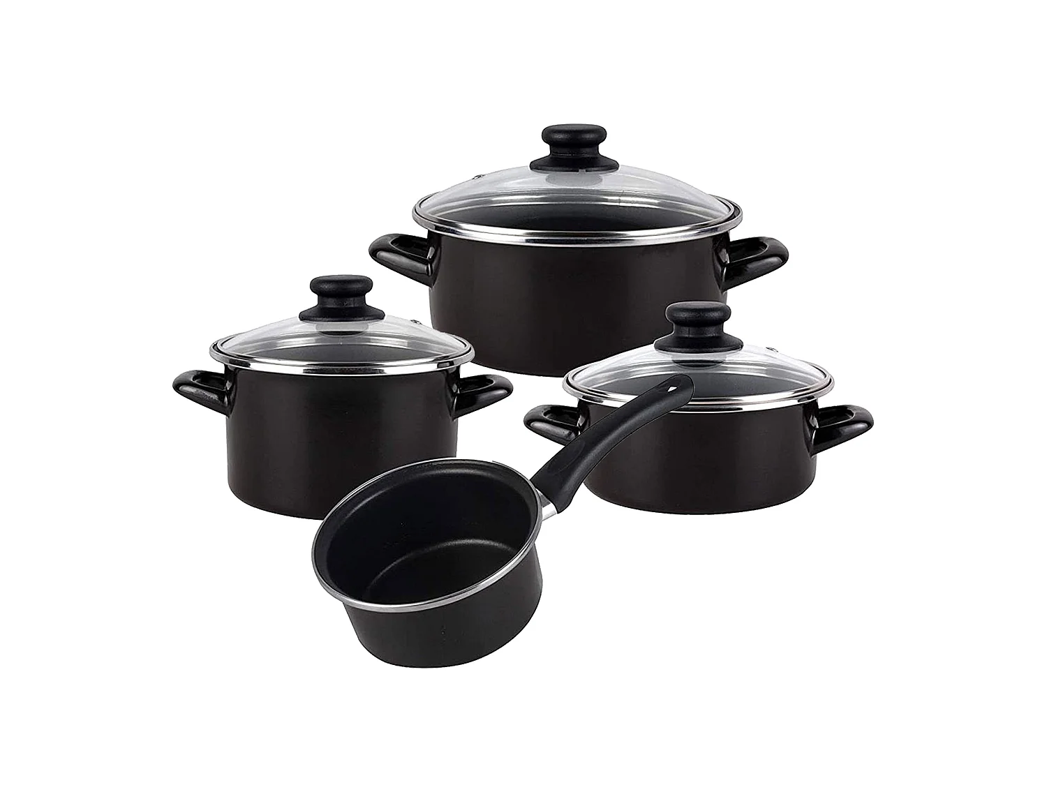 batterie de cuisine en acier émaillé noir