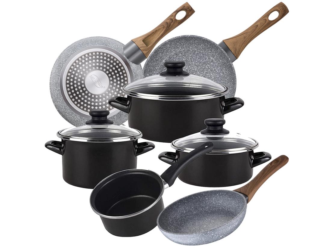 vente unique kenia batterie de cuisine 7 pcs 3 poêles à frire et gril s. ignacio daimiel