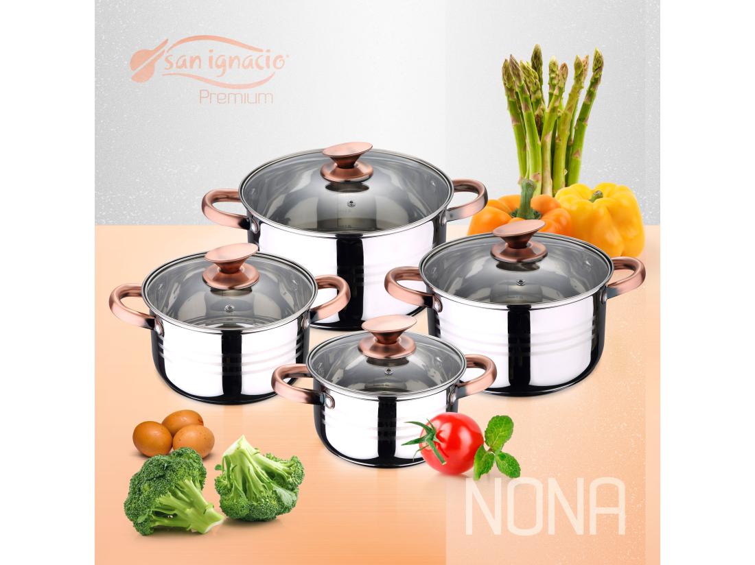 vente unique p. nona batterie de cuisine 8 pcs et 3 poêles à frire 22 24 26cm daimiel