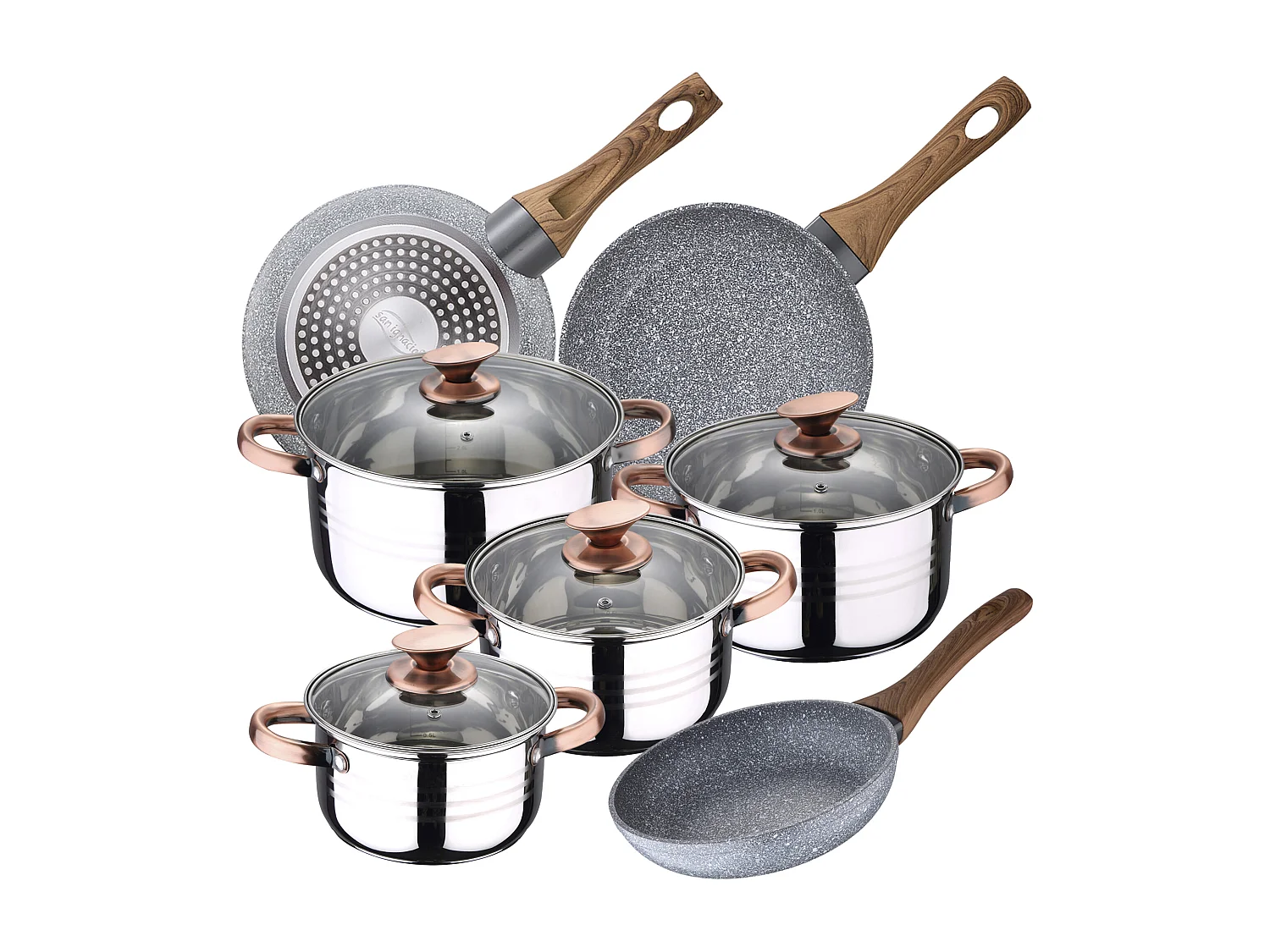 p. nona batterie de cuisine 8 pcs et 3 poêles à frire 22,24,26cm daimiel