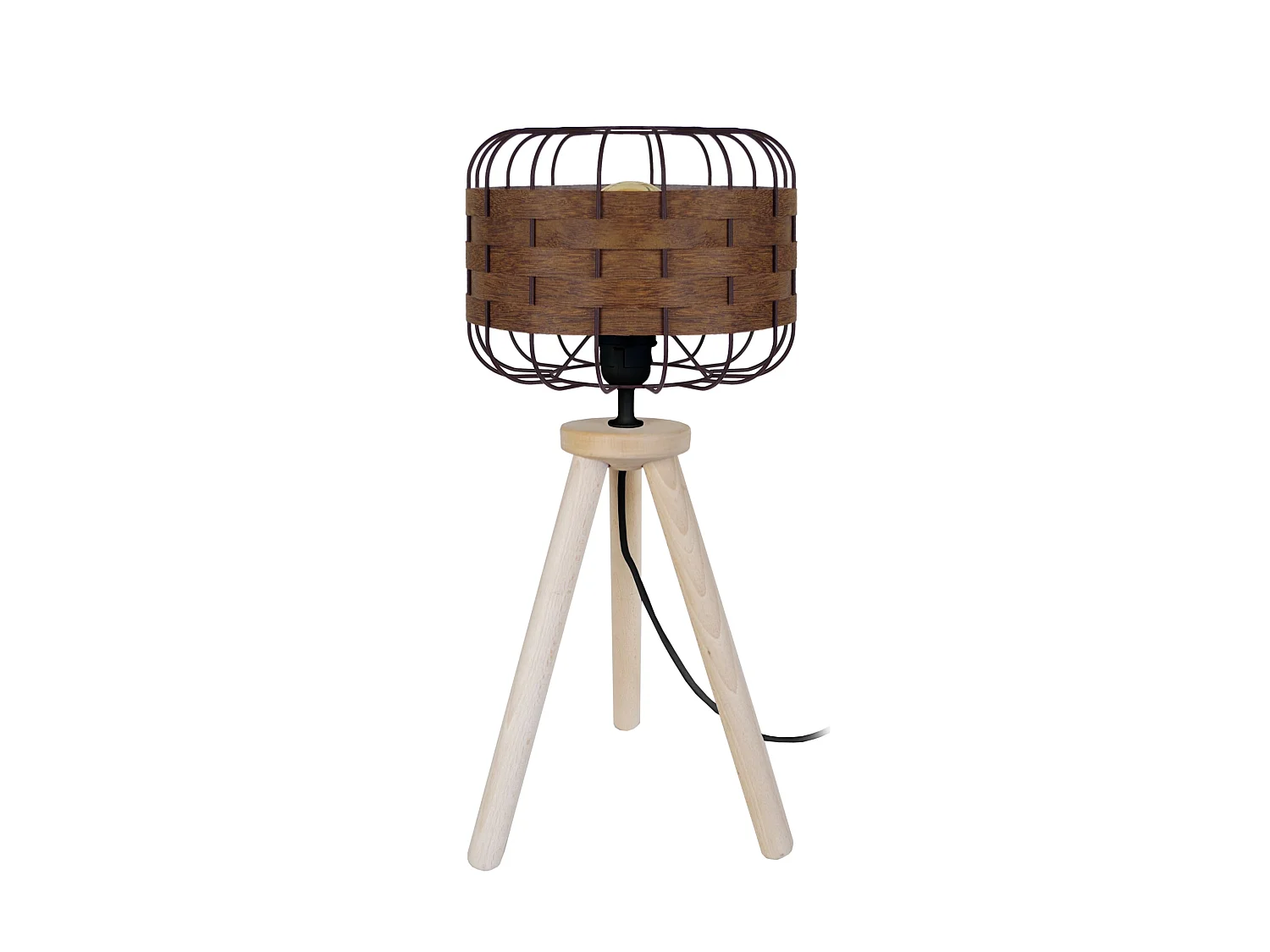 TRESSÉ.BAGO R - Lampe a poser trépied bois naturel et marron et Sucupira