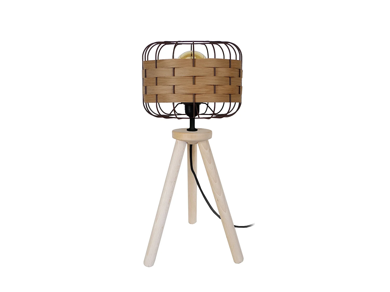 TRESSÉ.BAGO R - Lampe a poser trépied bois naturel  et marron et bois Chêne
