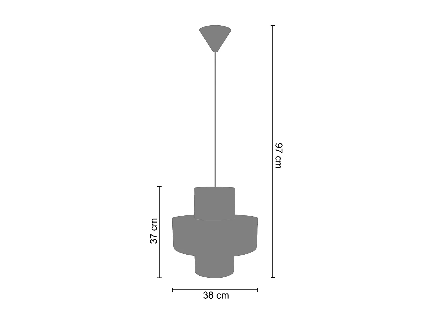 Suspension métal marron bois chêne 97 cm.