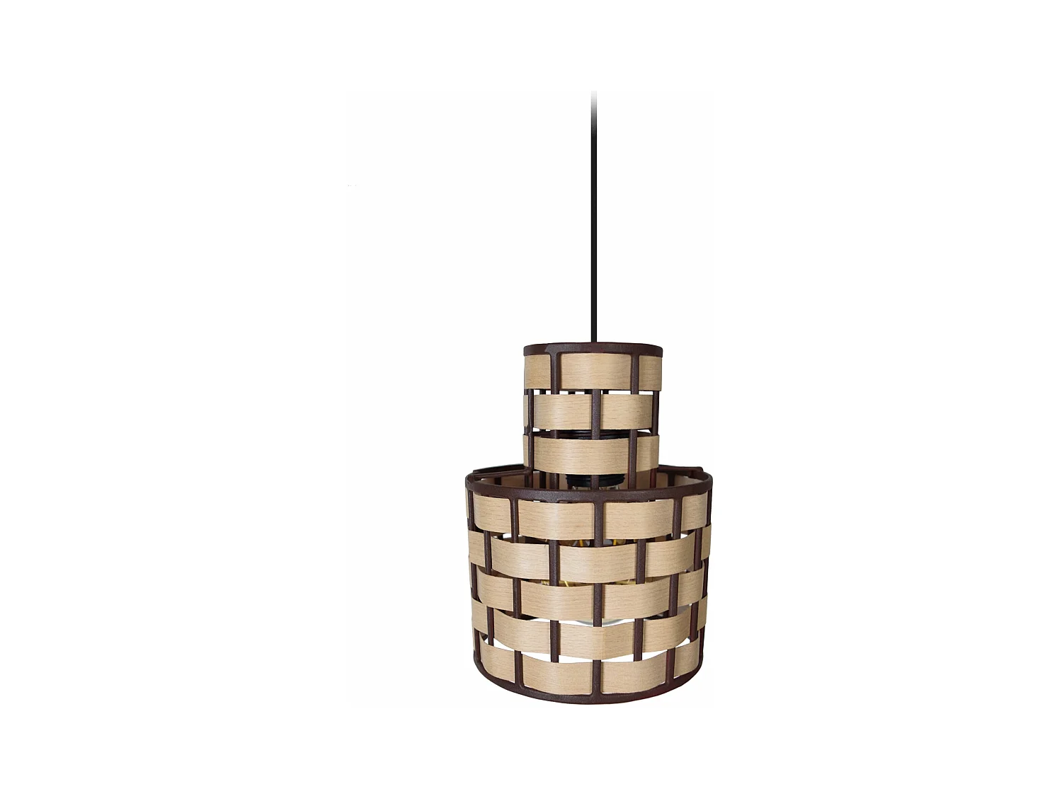 Suspension métal marron bois chêne 80 cm.