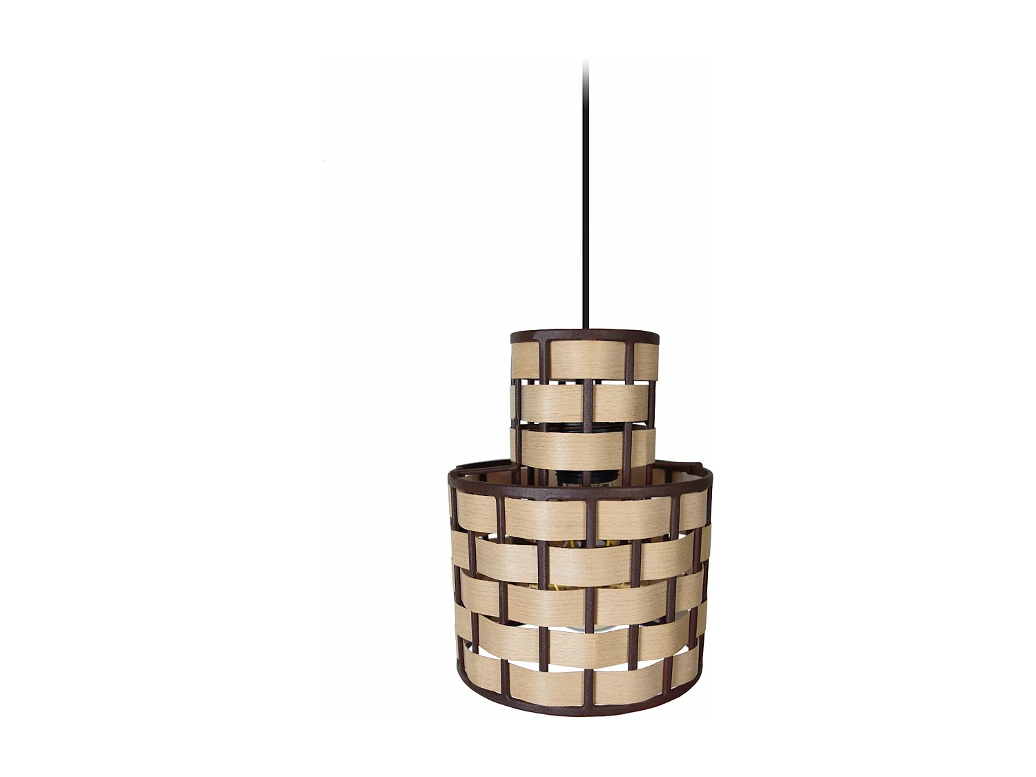 Suspension métal marron bois chêne 80 cm.