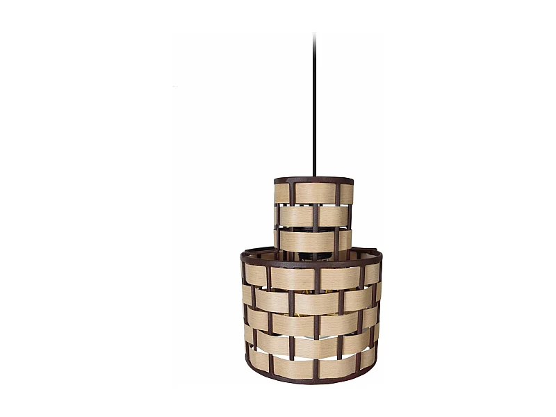 Suspension métal marron bois chêne 80 cm.