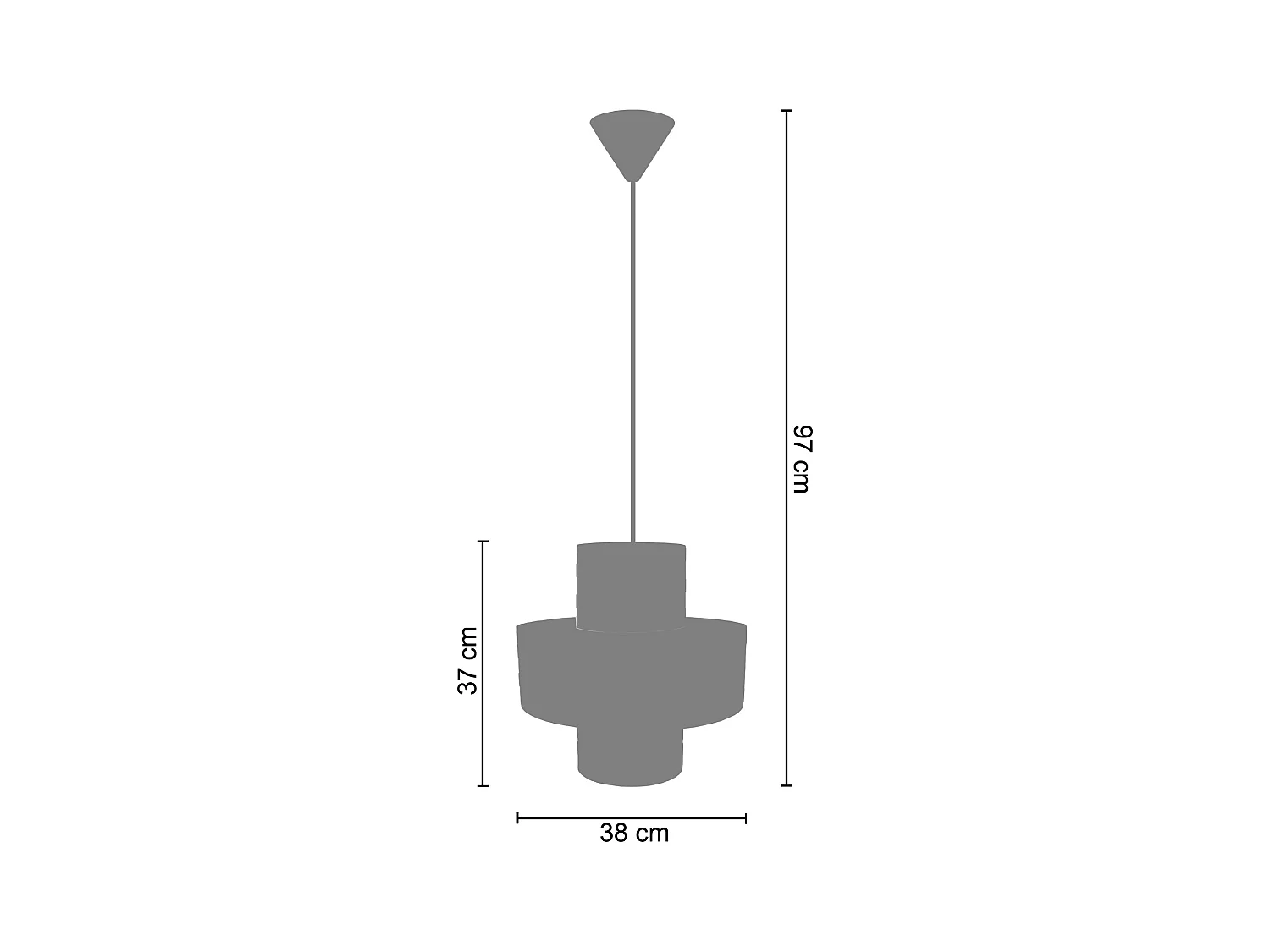 Suspension métal blanc bois hêtre 97 cm.