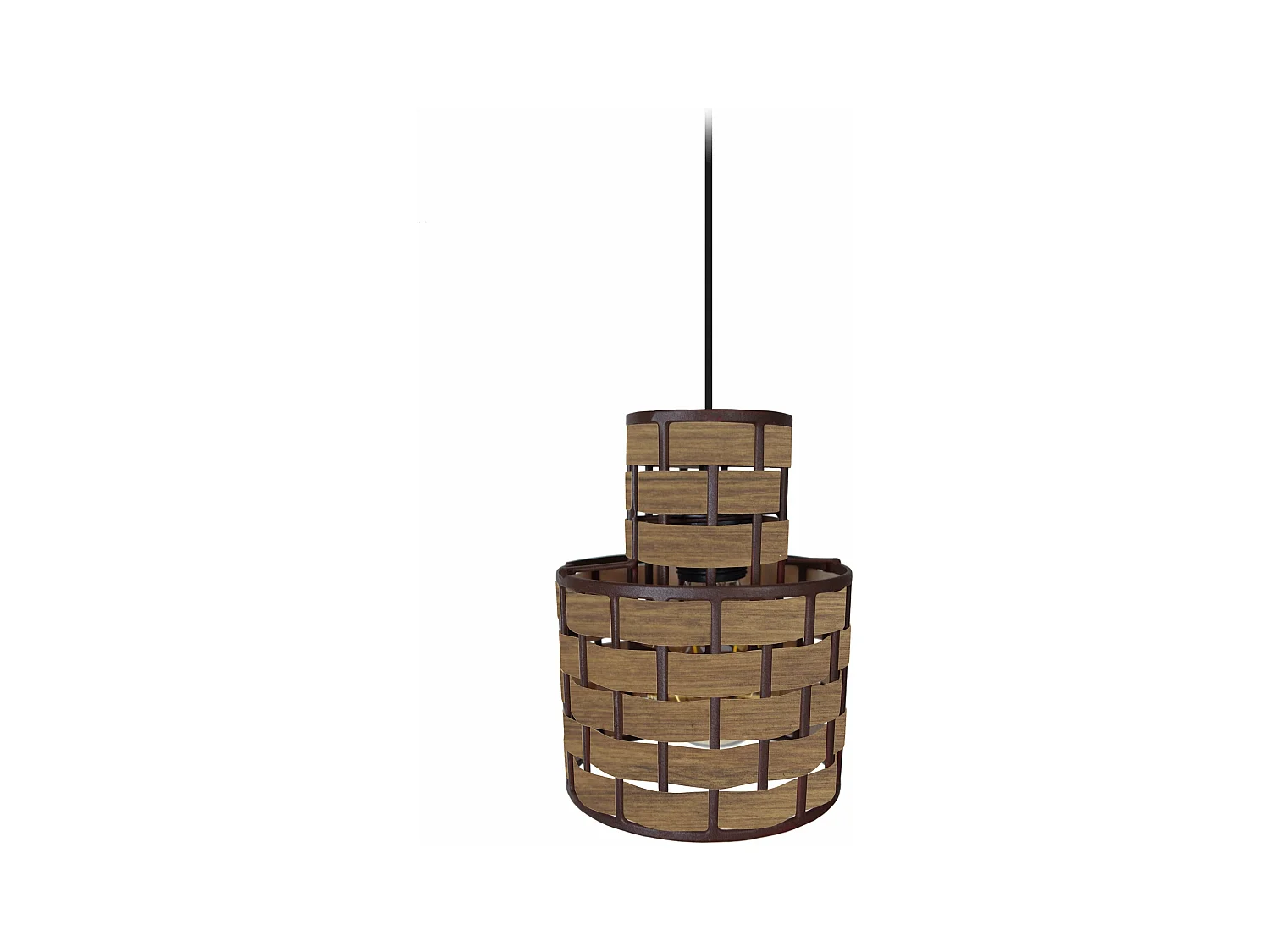 Suspension métal marron bois africain 80 cm.