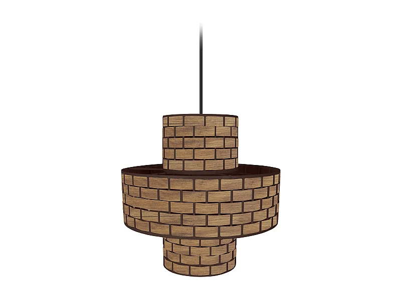 Suspensão TOSEL  TRESSÉ MANDALAY B metal e madeira cilindro sucupira D26 x  H96  cm