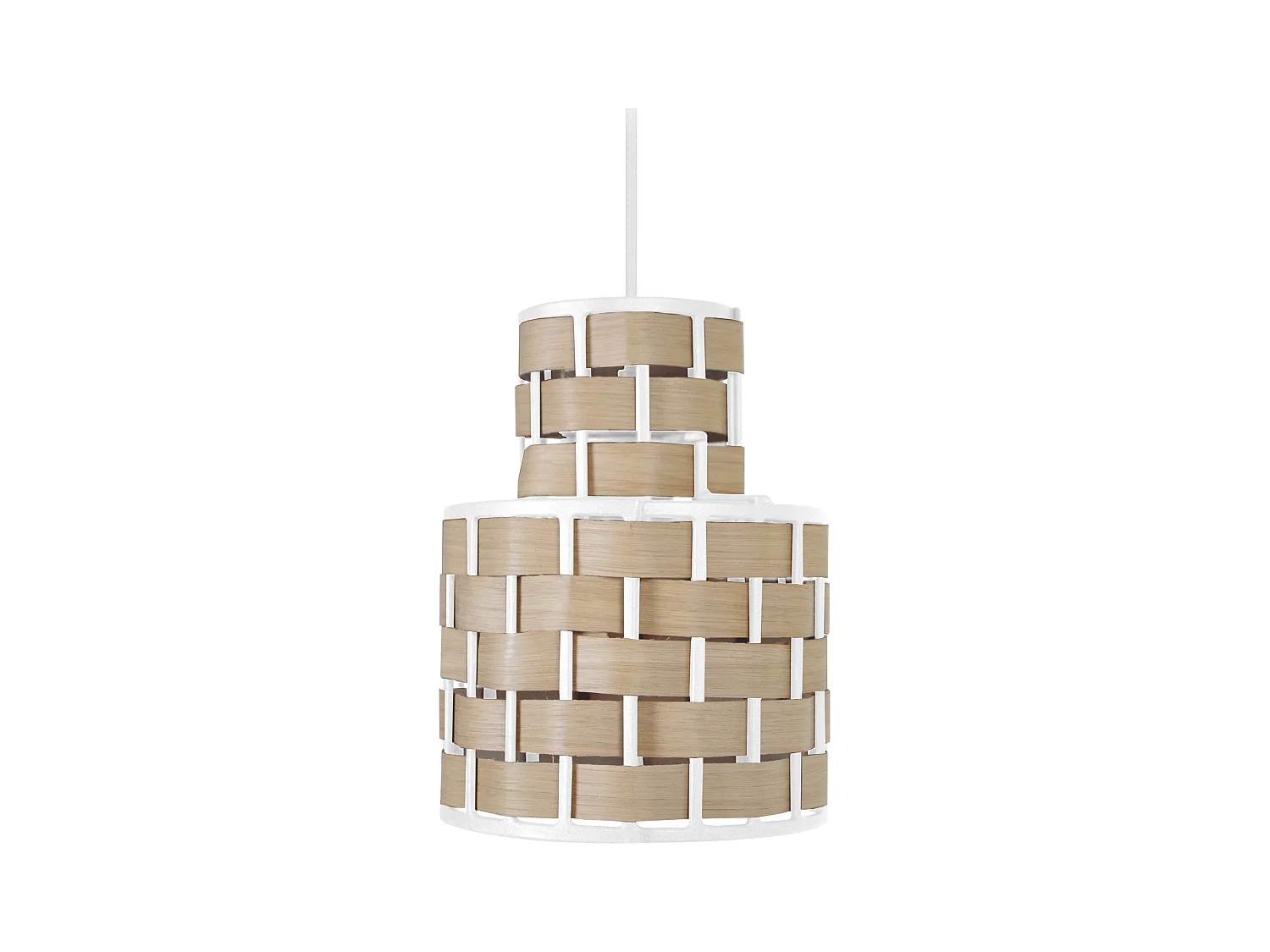 Suspension métal blanc bois chêtre 80 cm.