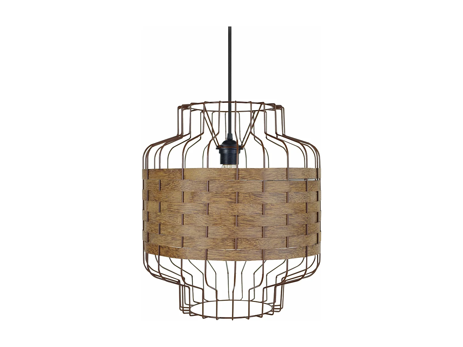 Suspension métal marron bois africain 100 cm.