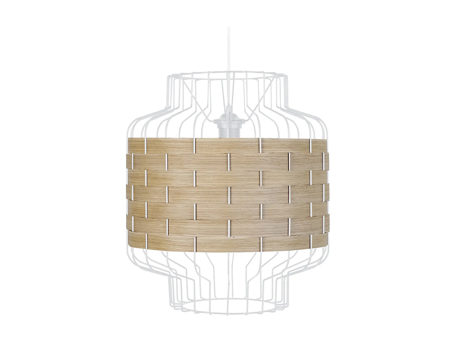 Suspensão TOSEL  TRESSÉ PEGU metal e madeira cilindro madeira D25 x  H85  cm