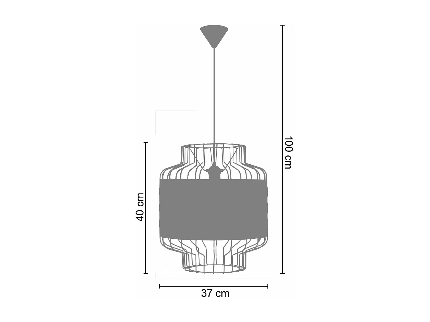 Suspension métal, blanc bois hêtre 100 cm.