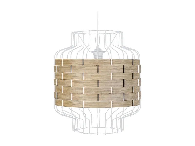 Suspensão TOSEL  TRESSÉ PEGU metal e madeira cilindro madeira D25 x  H85  cm