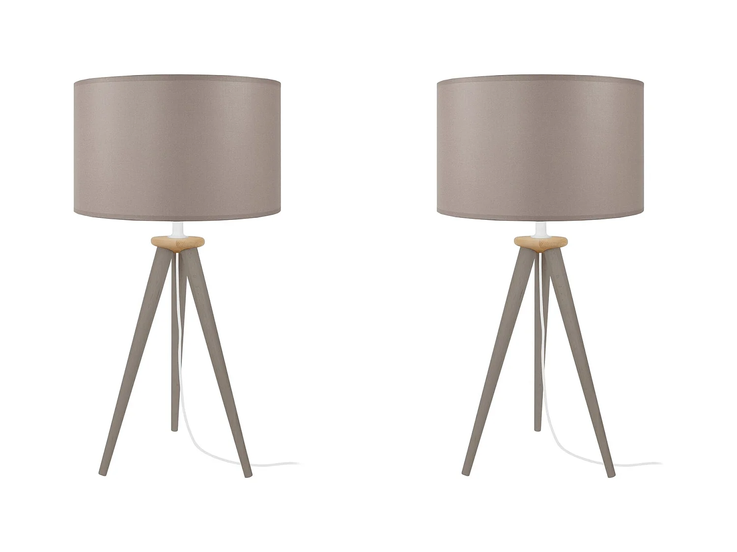 Pair de Lampes, de chevet trépied bois  taupe,naturel 54 cm.